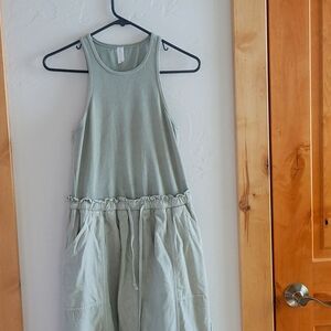 Daily Practice by Anthropologie High-Neck Tank Twofer Dress WASHED green